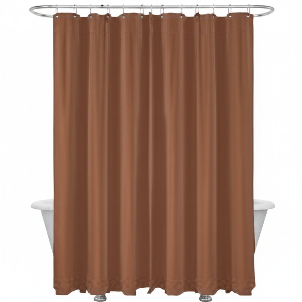 Cortina marrón en ducha, vista frontal para baño moderno